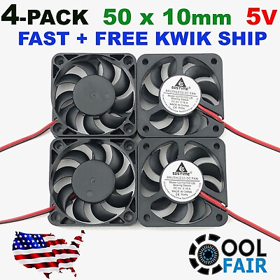 #ad 5V 50mm Cooling Computer Fan 5010 50x50x10mm DC 3D Printer 2 Pin US Ship 4 Pack $13.95