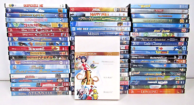 #ad Lot of 60 Animated Classic Disney Pixar Dreamworks DVDs $150.00
