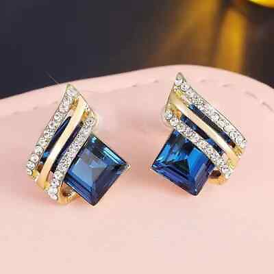 #ad New Earrings Female Crystals Geometric Decoration Christmas Halloween Gifts Blue $12.98