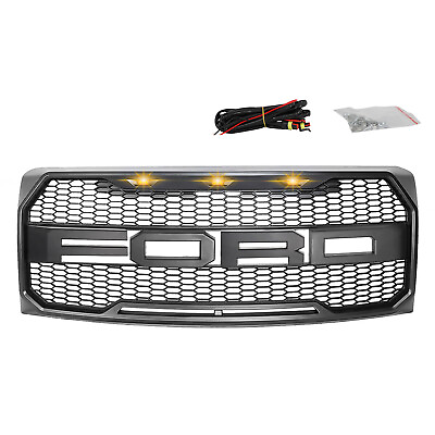 #ad Grill For 2009 2014 Ford F 150 F150 Front Bumper Hood Factory Style Black Grille $107.99
