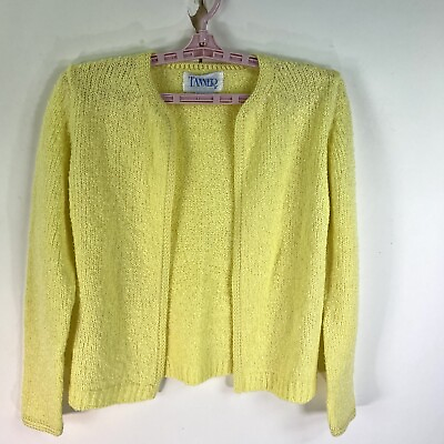 #ad Tanner Soft Wool Blend Open Cardigan Sweater Women#x27;s Size S Yellow $26.95