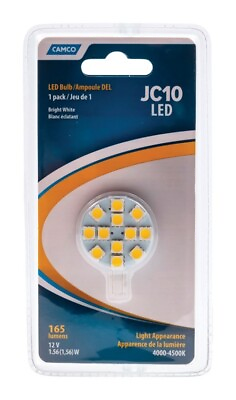 #ad Camco 54627 165 lm 12V 9 Light Bright White Disc Shape G4 Base LED Bulb $15.83