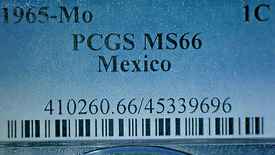 #ad SPECIAL SALE MEXICO 1965 Mo PCGS MS66 1c COIN KM# 417 PRICED SPECIAL $17.50