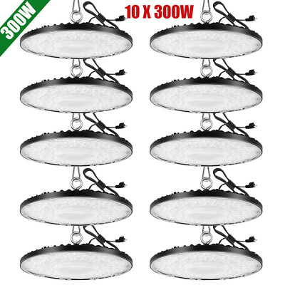 #ad 10 Pack 300W UFO LED High Bay Light Factory Warehouse Commercial Light Fixtures $266.99