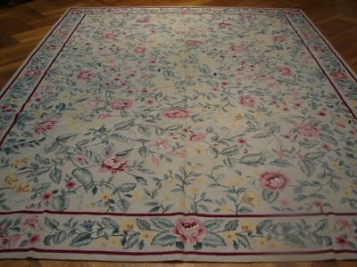 #ad 8#x27; x 10#x27; FRENCH COUNTRY FLORAL Needlepoint Rug 11015 $1040.50
