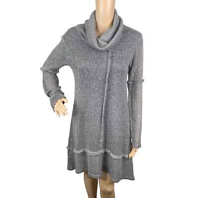 #ad Made in Italy Grey Turtleneck Mohair Lagenlook Tunic Sweater Dress Women#x27;s S $30.00