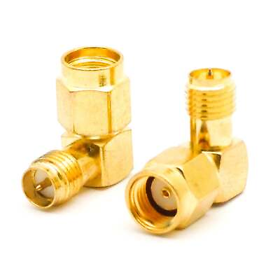 #ad 2pcs FPV Coaxial Adapter RP SMA Male to RP SMA Female Gold Plated 90 Degree $3.95
