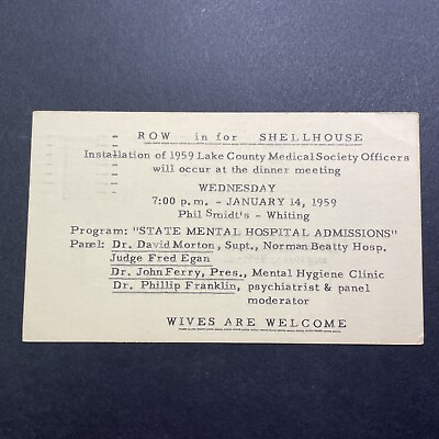 #ad Vintage 1959 Doctor Conference On Mental Hospital Admissions Postcard V3524 $10.49