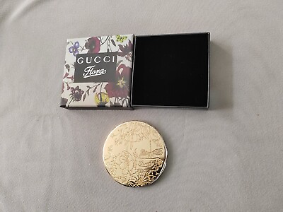 #ad Gucci PARFUMS Mirror Compact Miroir with Box Gold Flower Relief Gucci Plants $27.99