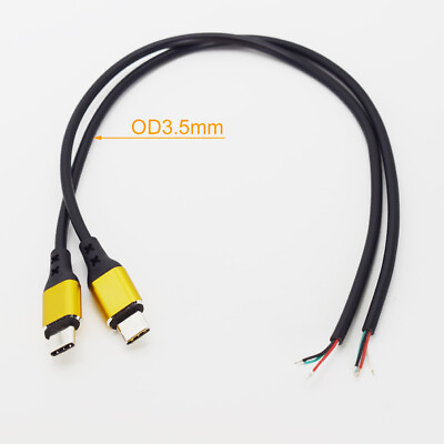 #ad 100pcs 30cm Aluminium USB Type C Male Plug 4 Wires Power Pigtail Cable 2A DIY $94.44