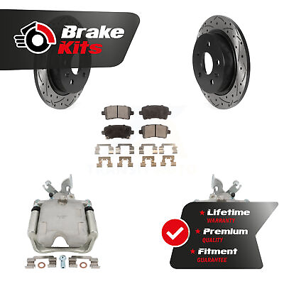 #ad Rear Brake Caliper Drill Slot Rotor Ceramic Pad Kit For 2012 2016 Buick LaCrosse $237.93