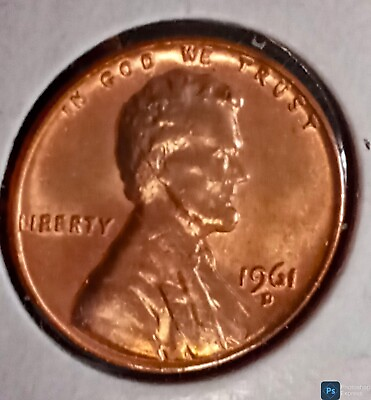 #ad 1961 D D Lincoln Memorial Cent RPM 040 #40 Red BU FREE Shipping $2.85
