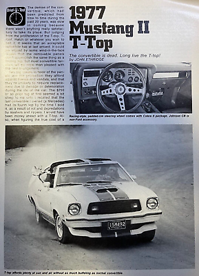 #ad 1977 Road Test Ford Mustang II T Tops illustrated $19.99