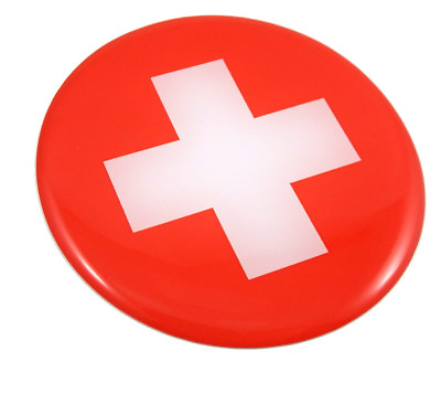 #ad Swiss Switzerland flag Round domed decal emblem Car bike 3d sticker 2.44quot; $6.99