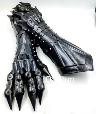 #ad Black Medieval Nazgul Wearable Gloves Pair Battle Steel Armor Gauntlets gift $184.23
