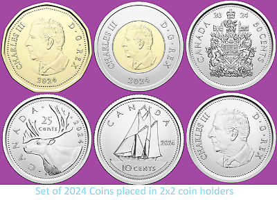 #ad Complete Set of 6 2024 Canada Coins King Charles III Mint UNC. Loonie Toonie C $12.00