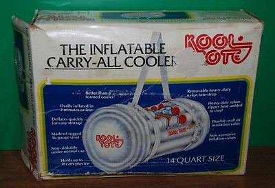 VINTAGE RARE KOOL TOTE Inflatable Carry All Cooler 14 quarts strap zipper $19.99