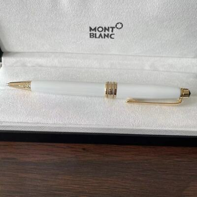#ad New Montblanc meisterstack mb164 gold white ballpoint pen With Box $95.00