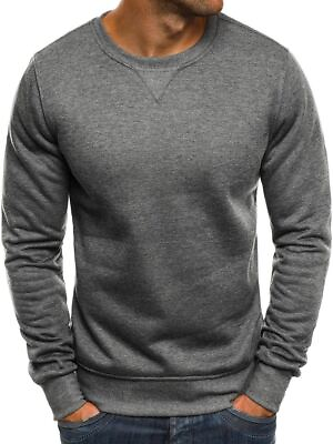 #ad Loose Casual Hoodie Long Sleeve T Shirt Mens Pullover Round Neck Sweatshirt Tops $23.41