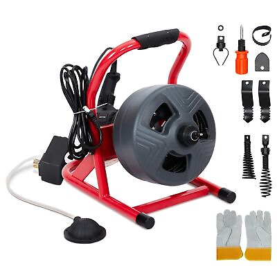#ad 50#x27; x 5 16quot; Drain Cleaner Electric Sewer Snake Cleaning Machine W 6 Cutters $119.11