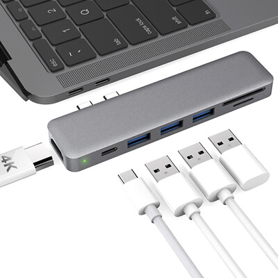 #ad 7 in 1 Multiport Hub with Dual USB C USB 3.0 Card Reader for Macbook Pro V5V8 $28.95