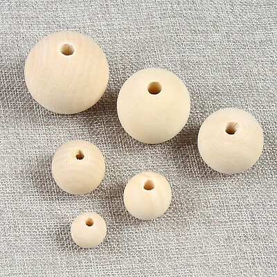 #ad Jeweley Craft DIY Natural Untreated Plain Wood Round Bead Wooden Spacer 4mm 28mm $3.99