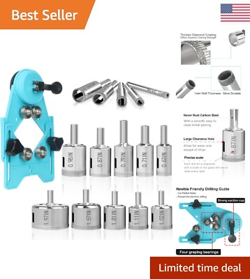 #ad 15 Piece Diamond Hole Saw Kit for Ceramic Glass Porcelain Marble Drill G... $47.99