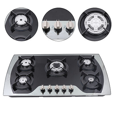#ad 35quot; 5 Burners Gas Stove Built In Cooktop LPG NG Stainless Steel Gas Hob Cooker $187.00