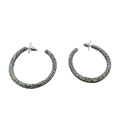 #ad Women’s Cristal Embellished Hoop Stud Earrings 1.5” $8.95