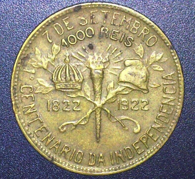 #ad 1922 Brazil 1000 Reis Independence Coinage $6.00
