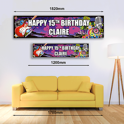 #ad Rock Star Personalised Banner Rock Star Birthday Banner GBP 11.75