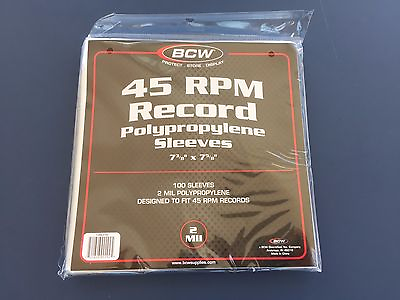 #ad 100 BCW 45 RPM Record Poly Sleeves 7 3 8 X 7 5 8 Acid Free Archival 2 Mil $11.99