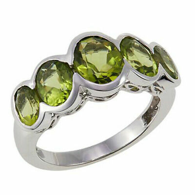 #ad HSN Colleen Lopez Sterling Silver 5 Stone Oval Peridot Ring Size 5 $59.99