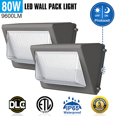 #ad 2X 80W LED Wall Pack Light Dusk to Dawn Outdoor Commercial Security Light 9600LM $139.57