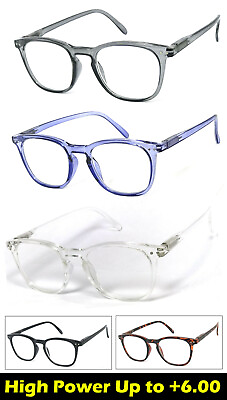 1 or 3 Pairs Retro Square Frame Keyhole Reading Glasses High Power Up to 6.00 $18.99