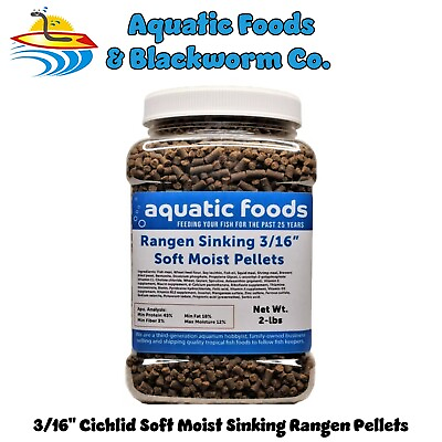 #ad 3 16quot; Soft Moist Sinking Rangen Pellets. Cichlids Axolotls Snails Shrimp. JAR $10.99