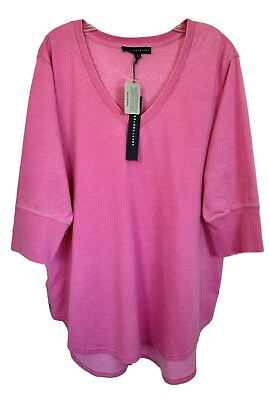 #ad Jane and Delancey Women#x27;s Blouse Top Vintage Look 3 4 Sleeve Plus Size 1X Pink $24.99