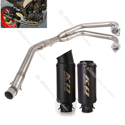 #ad For Yamaha YZF R3 2015 2023 MT 03 Whole System Exhaust Header Pipe Black Muffler $164.50