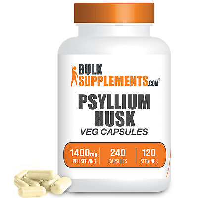 #ad BulkSupplements Psyllium Husk 240 Capsules Vegan Fiber Boost $21.96