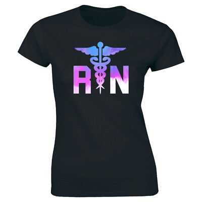 #ad RN Nurse Women#x27;s T Shirt Colorful Graphic Medical Nursing Health Care Tee $17.49