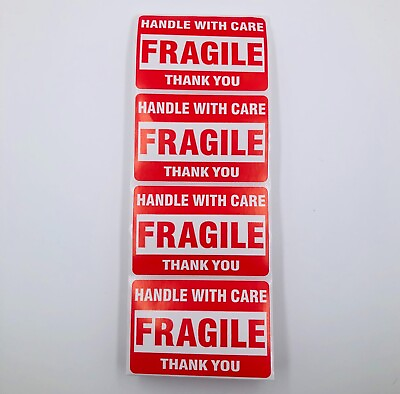 #ad 50pc Fragile Handle With Care 2x3quot; Stickers Packaging Box Safety Mailing Labels $2.85