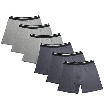 #ad 6PK Mens Boxer Briefs Black Cotton Breathable Underwear Soft Comfort Flex Fit $23.99
