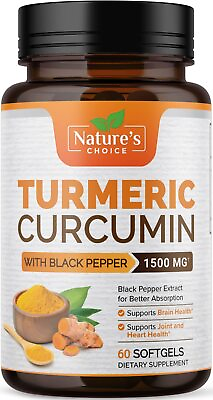 #ad Turmeric Curcumin Softgels 1500mg Extra Strength with Black Pepper $10.52
