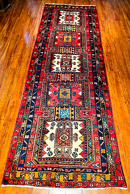 #ad Exquisite 1960#x27;s Authentic Vintage Mint Hand Made Knotted Runner 10#x27; x 3#x27; ft $650.00