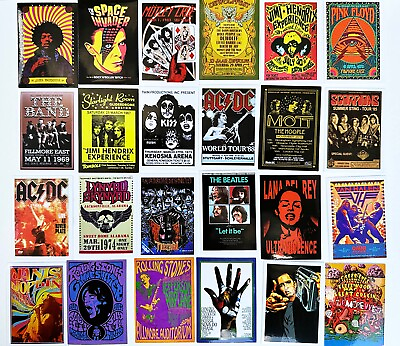 #ad 50pcs ROCK POSTERS Vinyl Stickers Rock Concerts Free Shipping* $5.90
