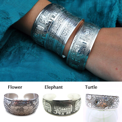 #ad Womens Vintage Boho Tibetan Silver Carved Bracelet Cuff Bangle Jewelry Gift $1.99