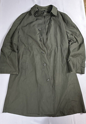 #ad London Fog Maincoats Trench Coat Men#x27;s Size 40 Long Green Jacket $29.99