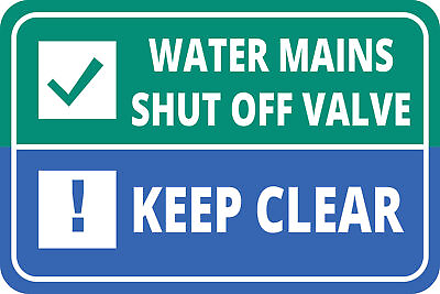 #ad Classic Framed Plus Water Mains Shut Off Valve Keep Clear Wall or Door Sign $14.24