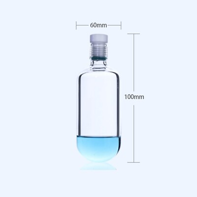 #ad Glass High Pressure Bottle Heavy Wall Vessel With 220ml PTFE Thred Lab Flask $42.75