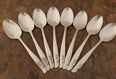 #ad IS Exquisite 8 Teaspoons Spoons Rogers Bros Vintage Silverplate Flatware Lot E $22.99